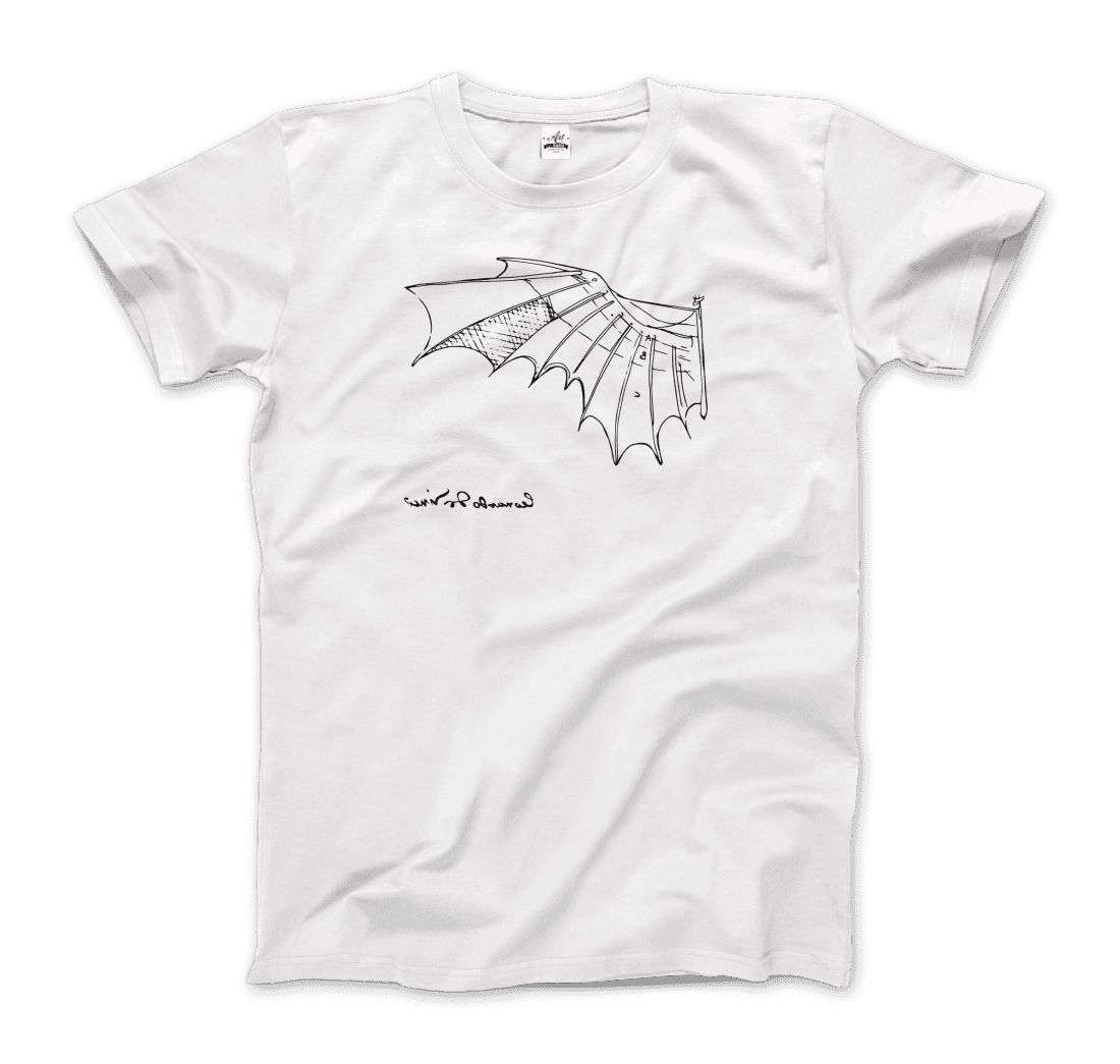 Leonardo Da Vinci, Glider Sketch artwork t-shirt by Art-O-Rama Shop