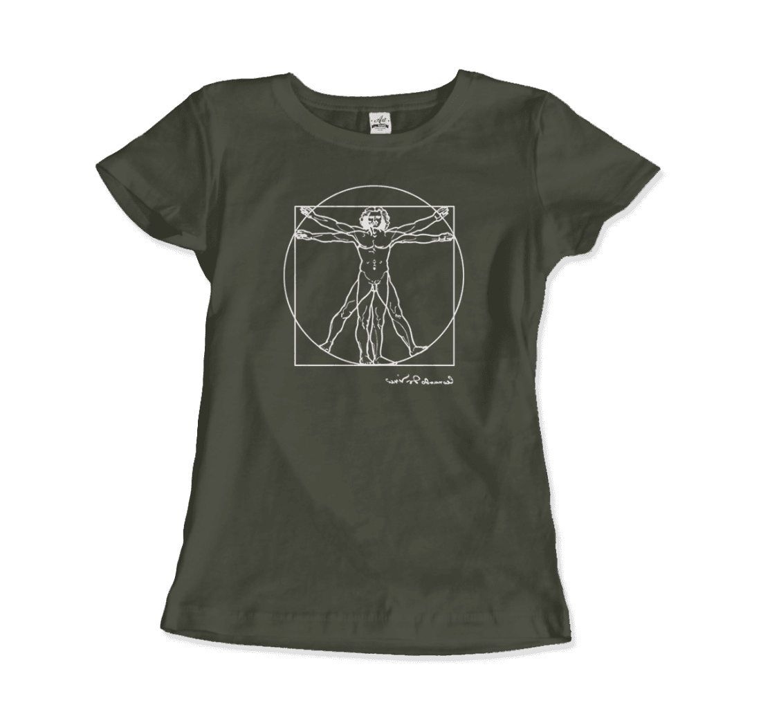 Leonardo Da Vinci, Vitruvian Man Sketch t-shirt by Art-O-Rama Shop