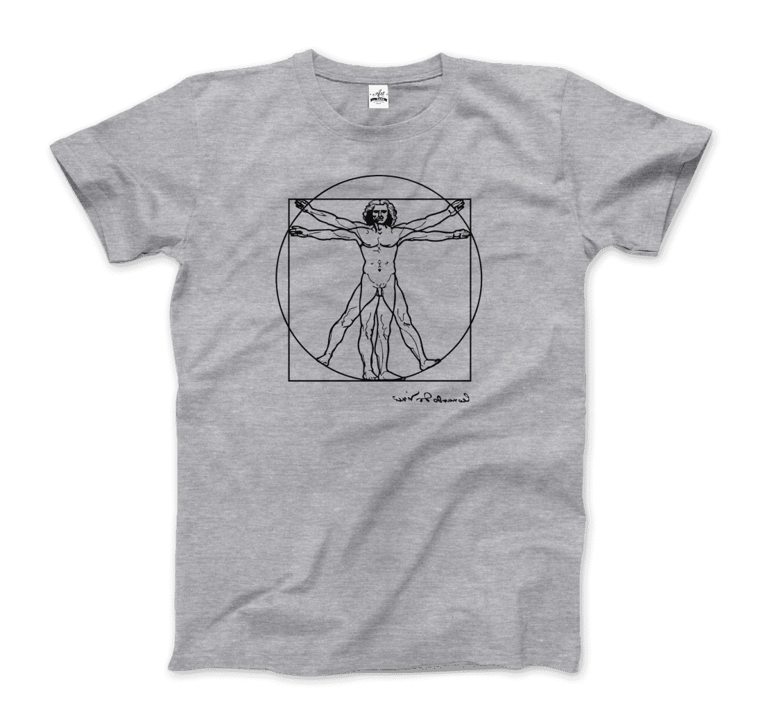 Leonardo Da Vinci, Vitruvian Man Sketch t-shirt by Art-O-Rama Shop