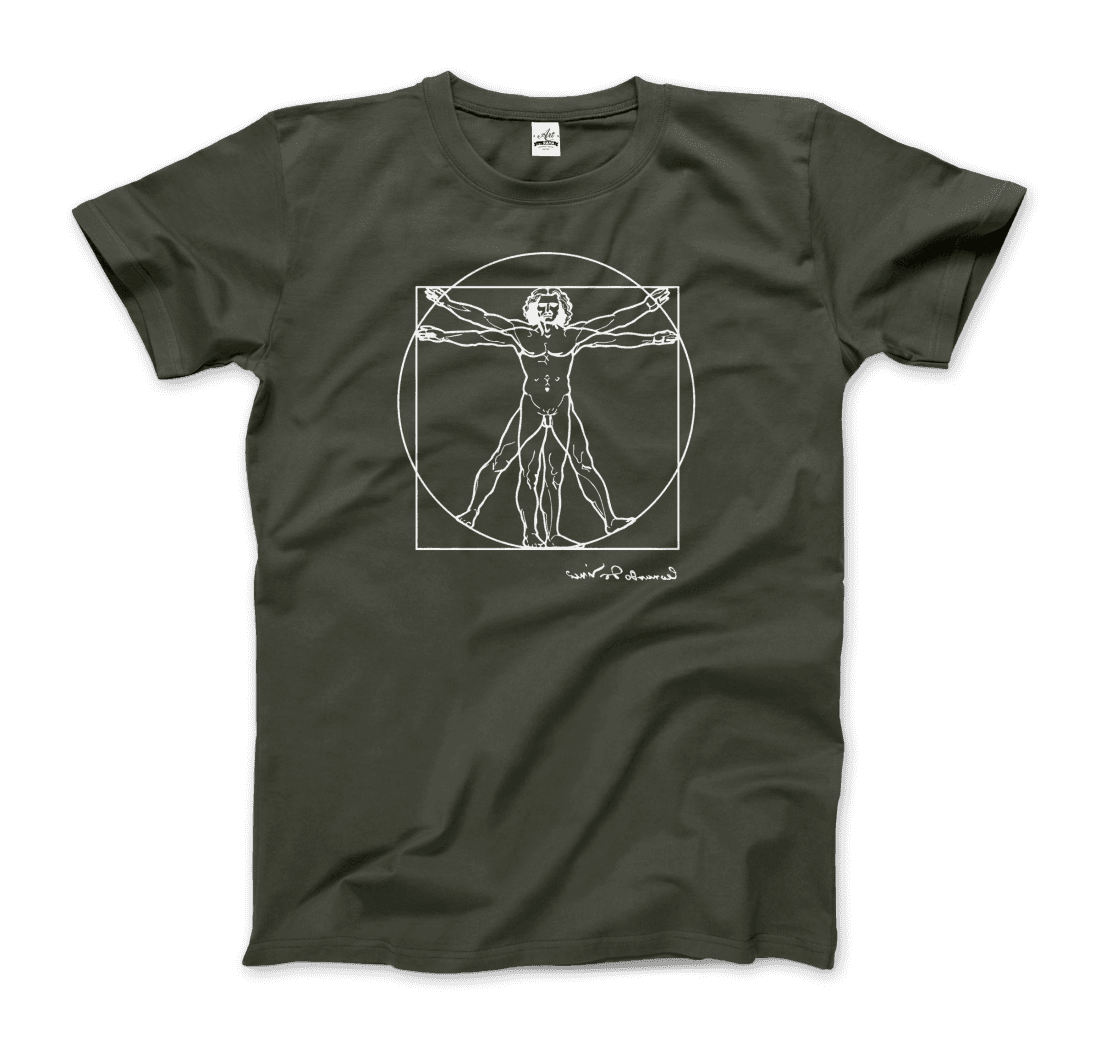 Leonardo Da Vinci, Vitruvian Man Sketch t-shirt by Art-O-Rama Shop