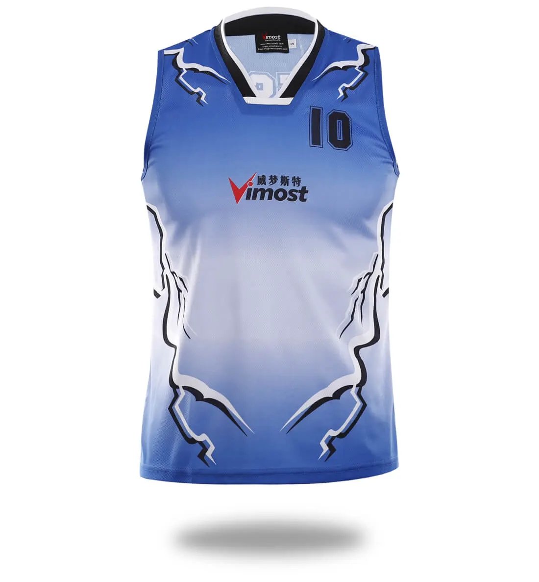 Custom Blue Lightning Basketball Jersey by Vimost Sportswear