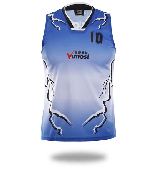 Custom Blue Lightning Basketball Jersey by Vimost Sportswear