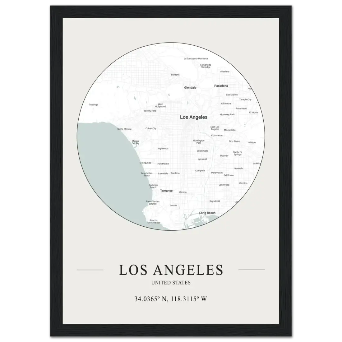 Los Angeles, United States minimalist map poster by Art-O-Rama Shop