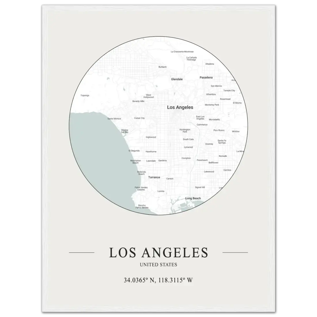 Los Angeles, United States minimalist map poster by Art-O-Rama Shop