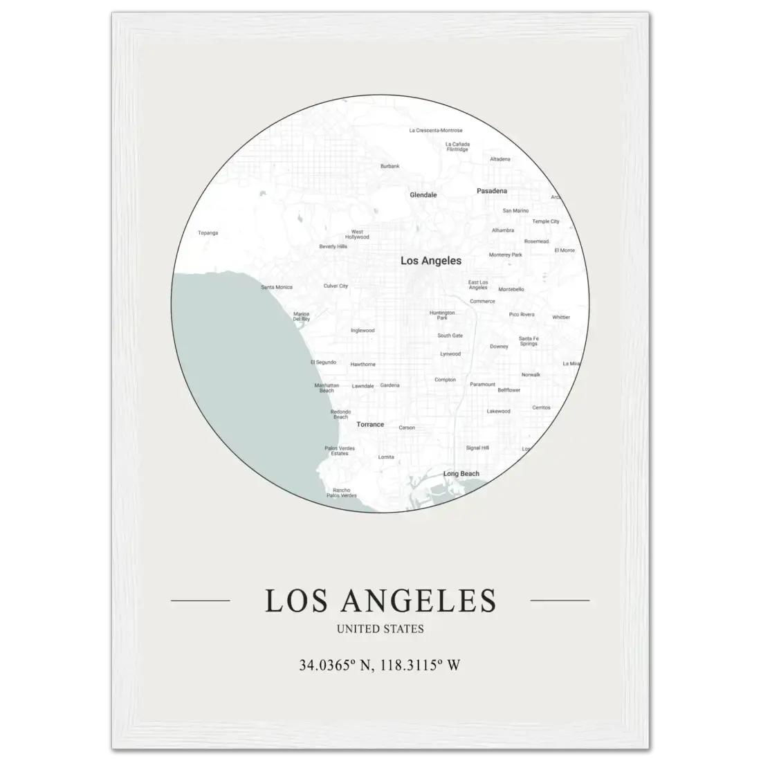 Los Angeles, United States minimalist map poster by Art-O-Rama Shop