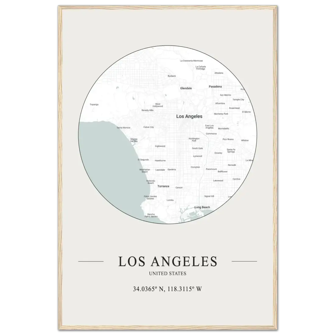 Los Angeles, United States minimalist map poster by Art-O-Rama Shop