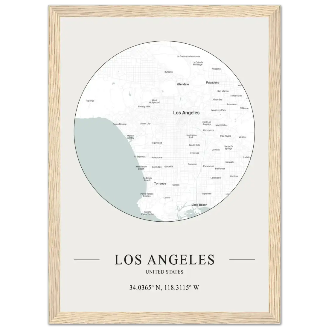 Los Angeles, United States minimalist map poster by Art-O-Rama Shop