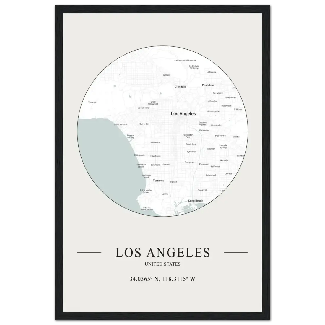 Los Angeles, United States minimalist map poster by Art-O-Rama Shop