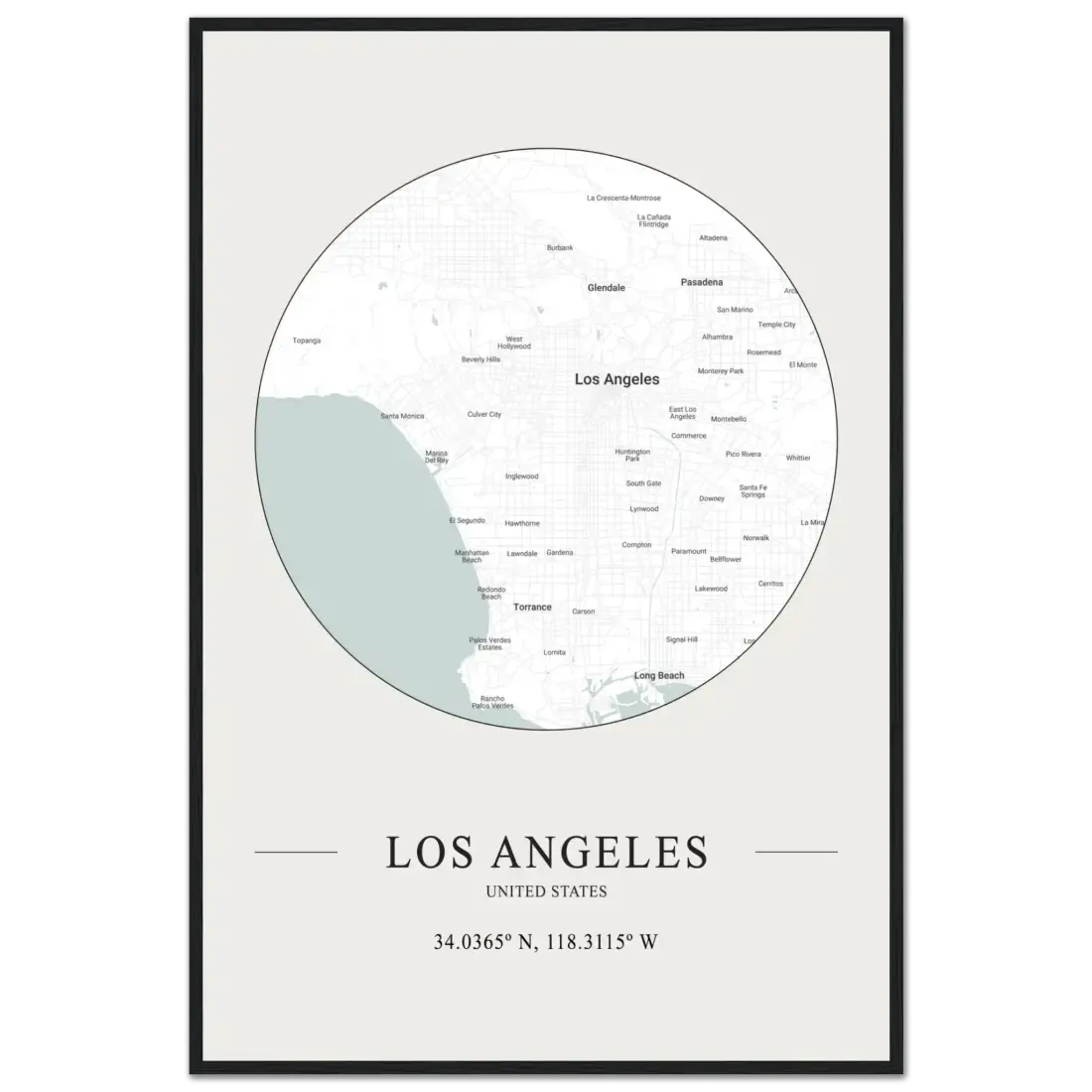 Los Angeles, United States minimalist map poster by Art-O-Rama Shop