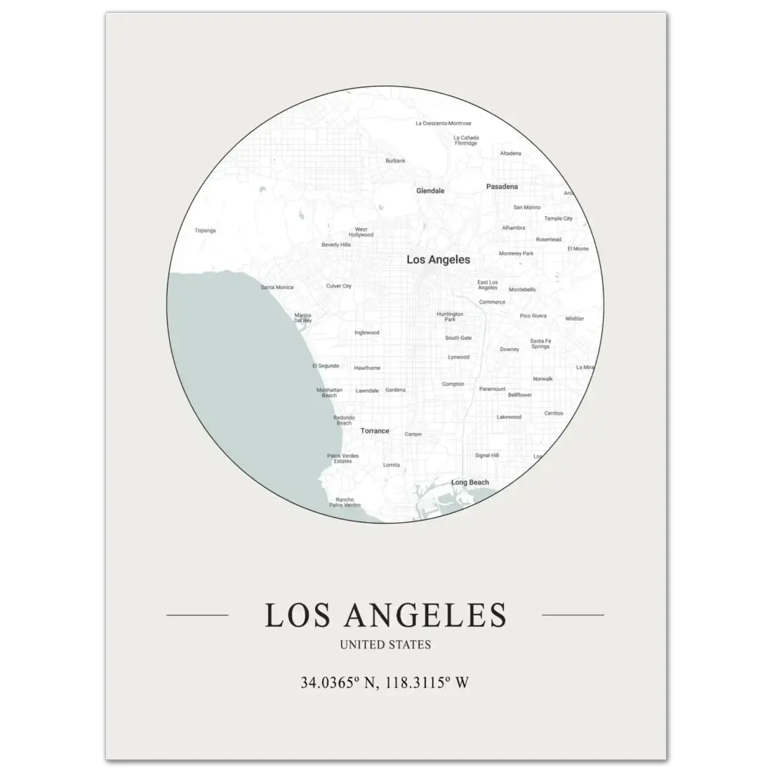 Los Angeles, United States minimalist map poster by Art-O-Rama Shop
