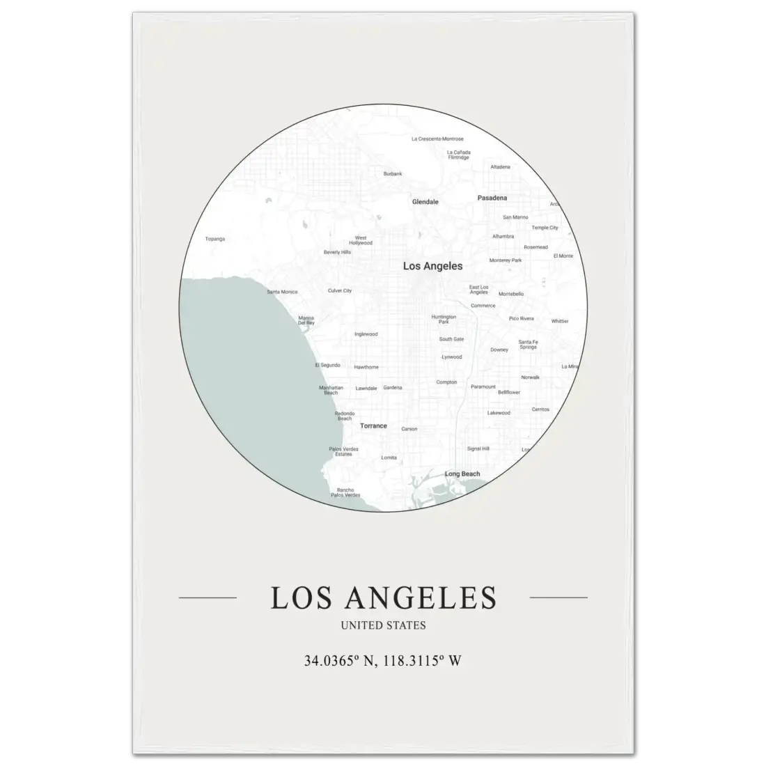 Los Angeles, United States minimalist map poster by Art-O-Rama Shop