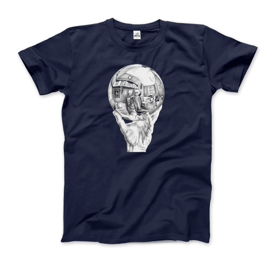 M.C. Escher Hand with Reflective Globe t-shirt by Art-O-Rama Shop
