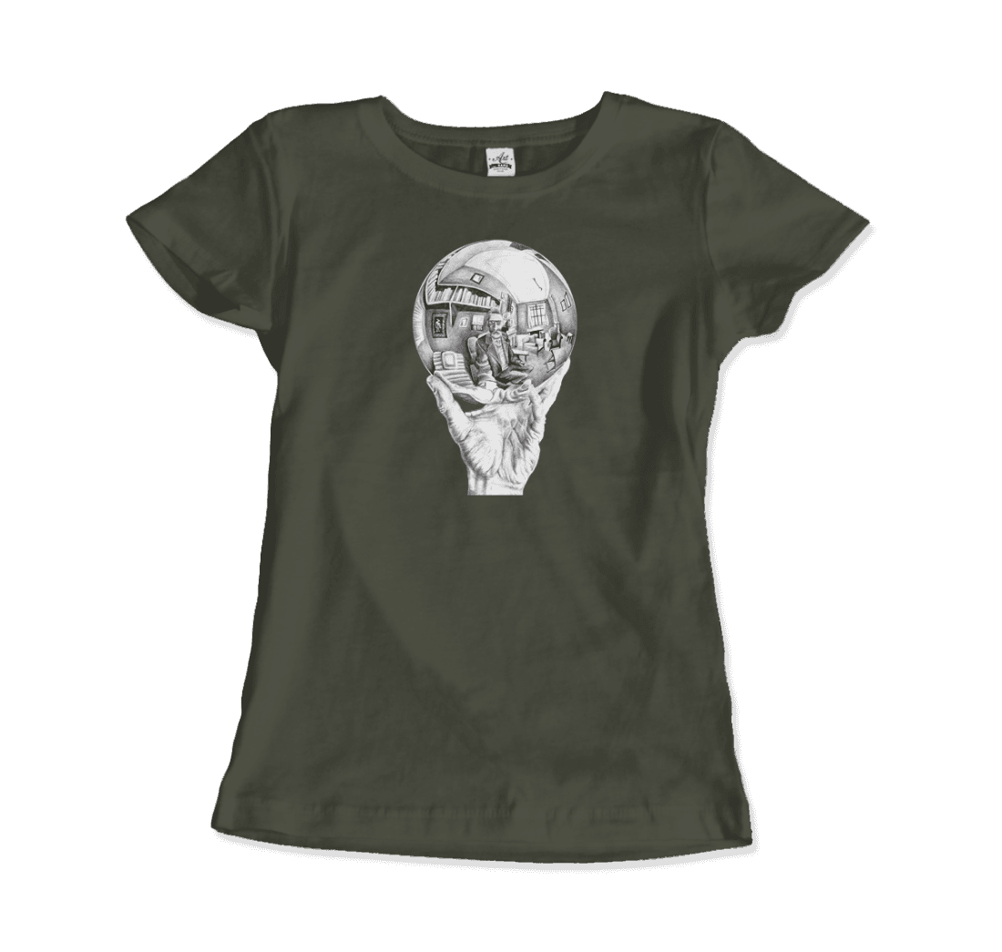 M.C. Escher Hand with Reflective Globe t-shirt by Art-O-Rama Shop