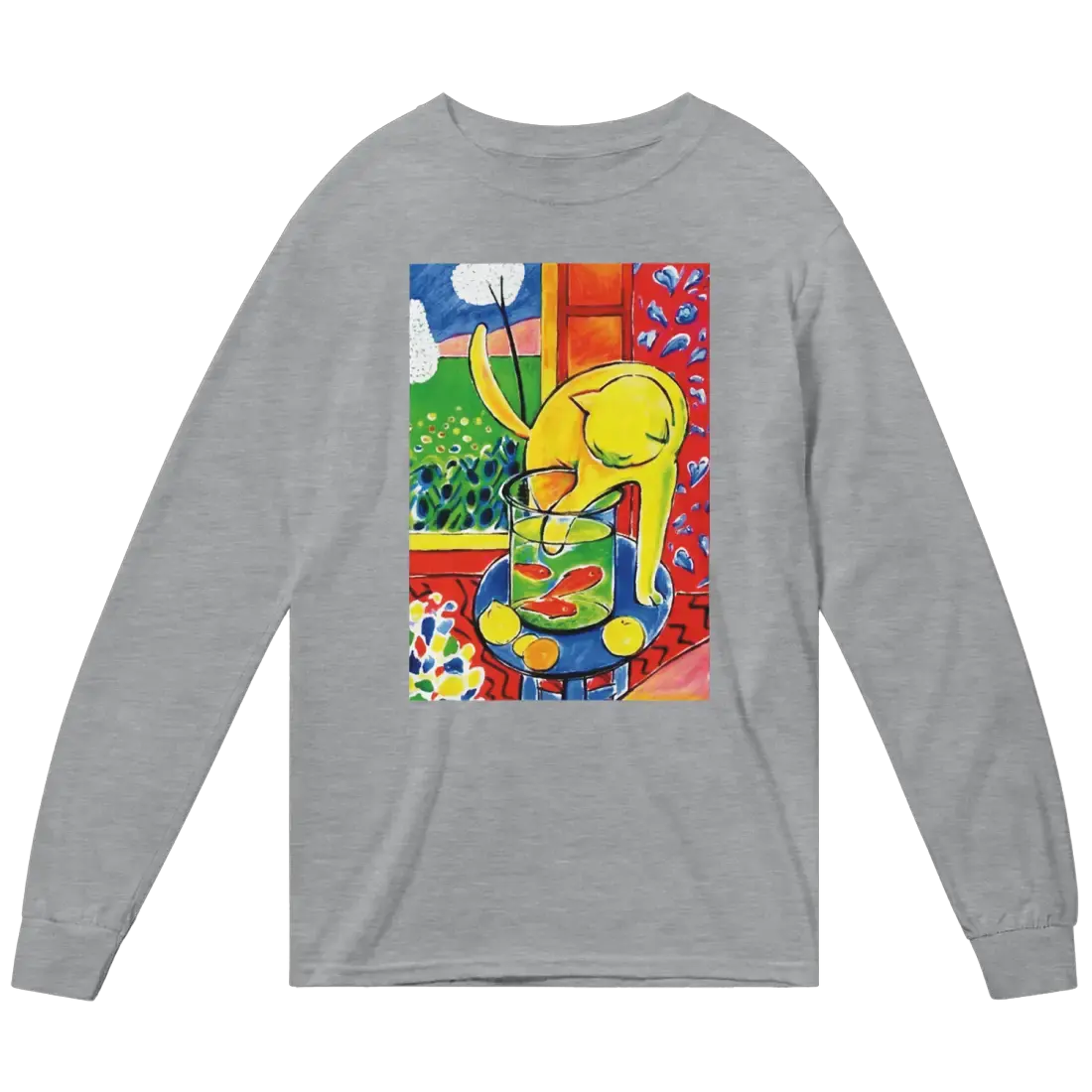 Matisse - The Cat With Red Fishes 1914 Artwork Long Sleeve Shirt by Art-O-Rama Shop