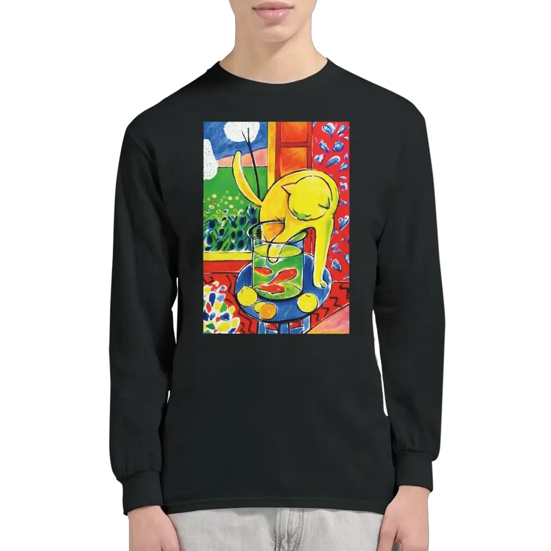 Matisse - The Cat With Red Fishes 1914 Artwork Long Sleeve Shirt by Art-O-Rama Shop