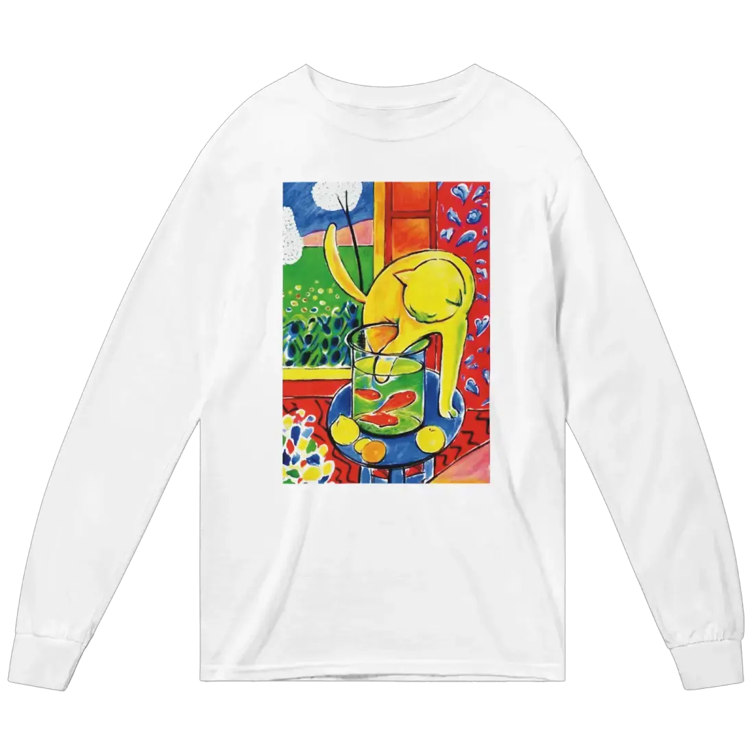 Matisse - The Cat With Red Fishes 1914 Artwork Long Sleeve Shirt by Art-O-Rama Shop
