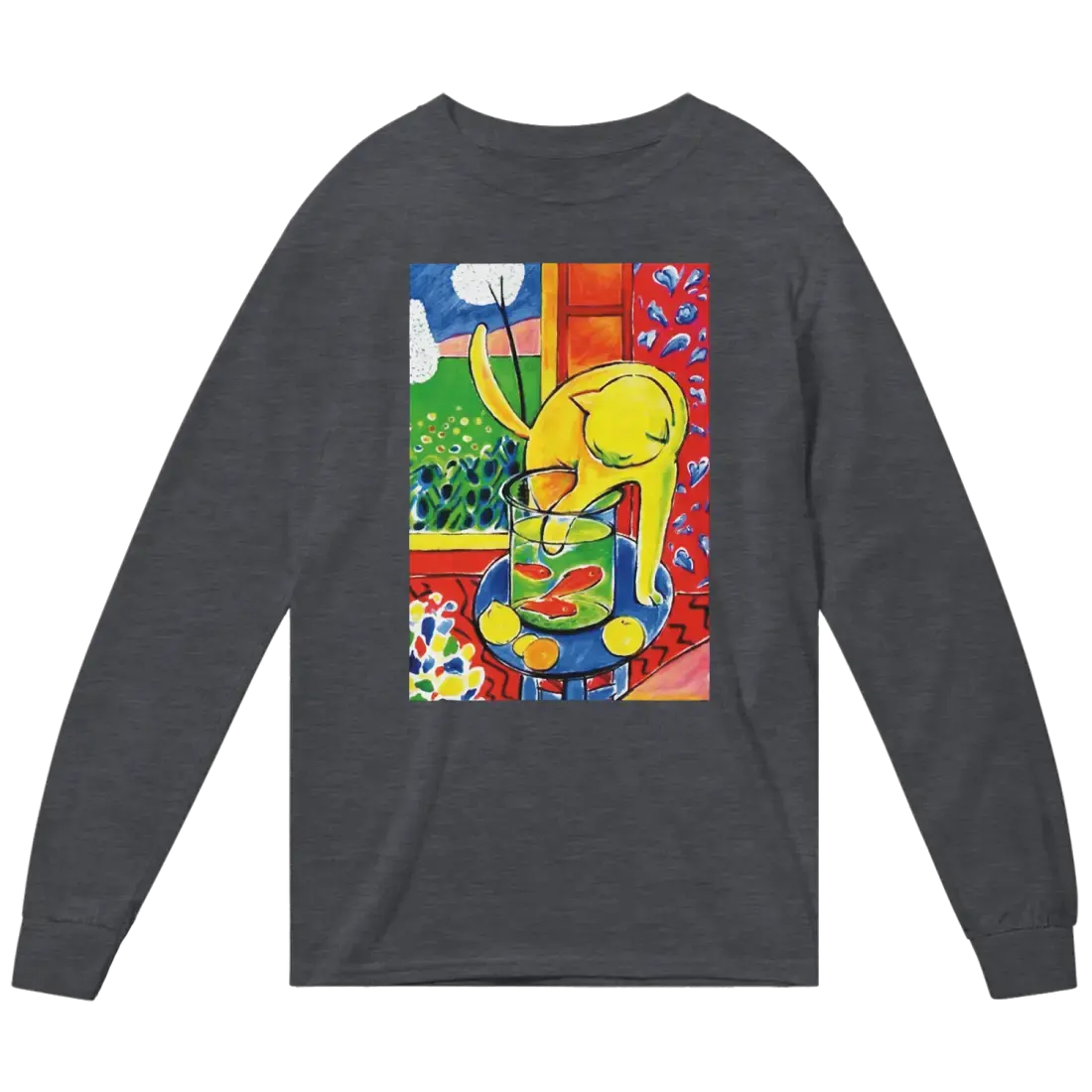 Matisse - The Cat With Red Fishes 1914 Artwork Long Sleeve Shirt by Art-O-Rama Shop