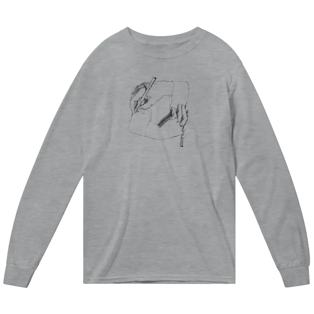 MC Escher Hand Drawing Hand Art Long Sleeve Shirt by Art-O-Rama Shop