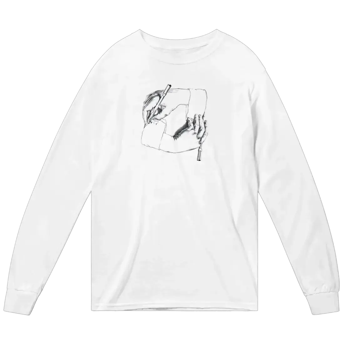 MC Escher Hand Drawing Hand Art Long Sleeve Shirt by Art-O-Rama Shop