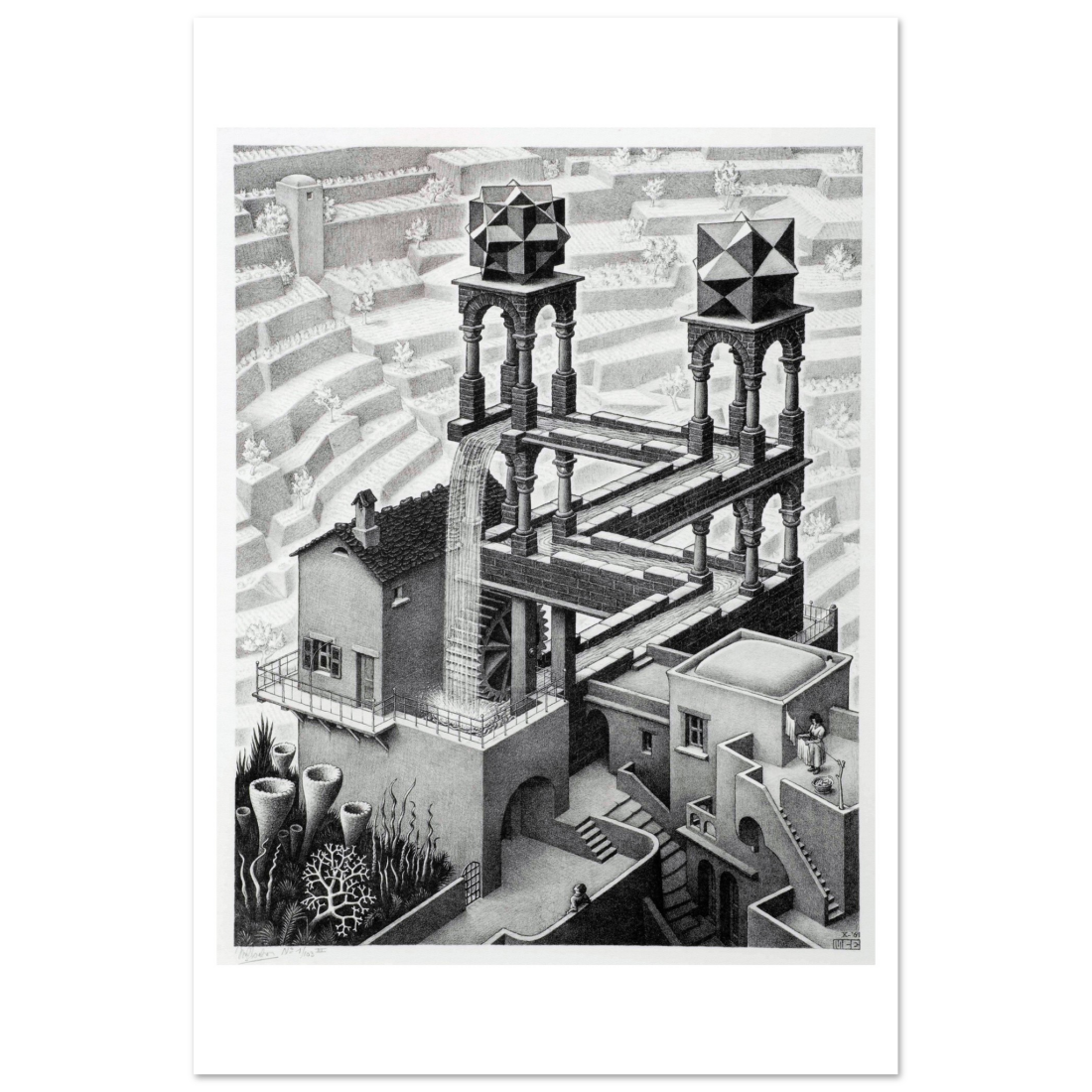 MC Escher Waterfall art poster by Art-O-Rama Shop