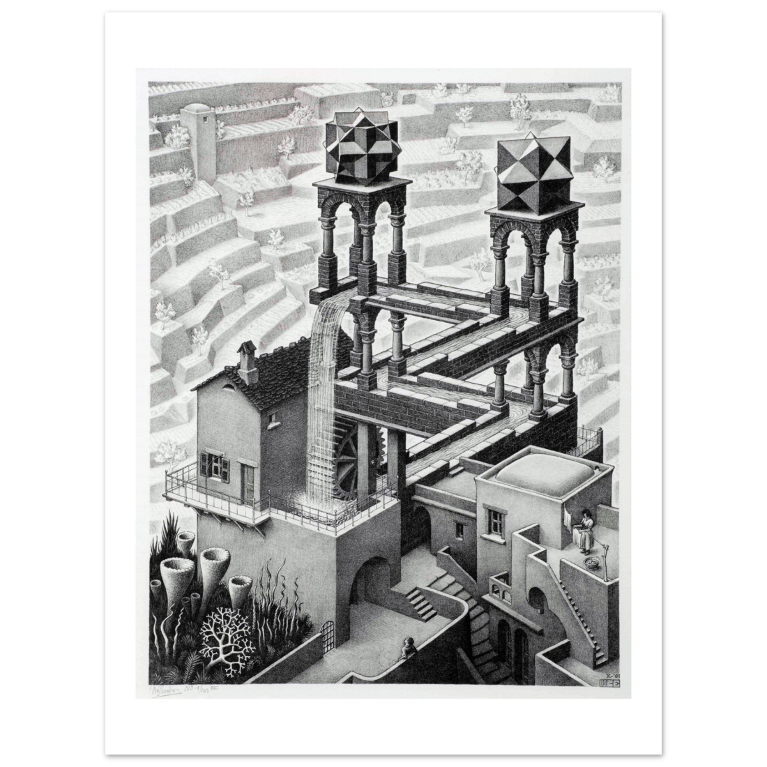 MC Escher Waterfall art poster by Art-O-Rama Shop