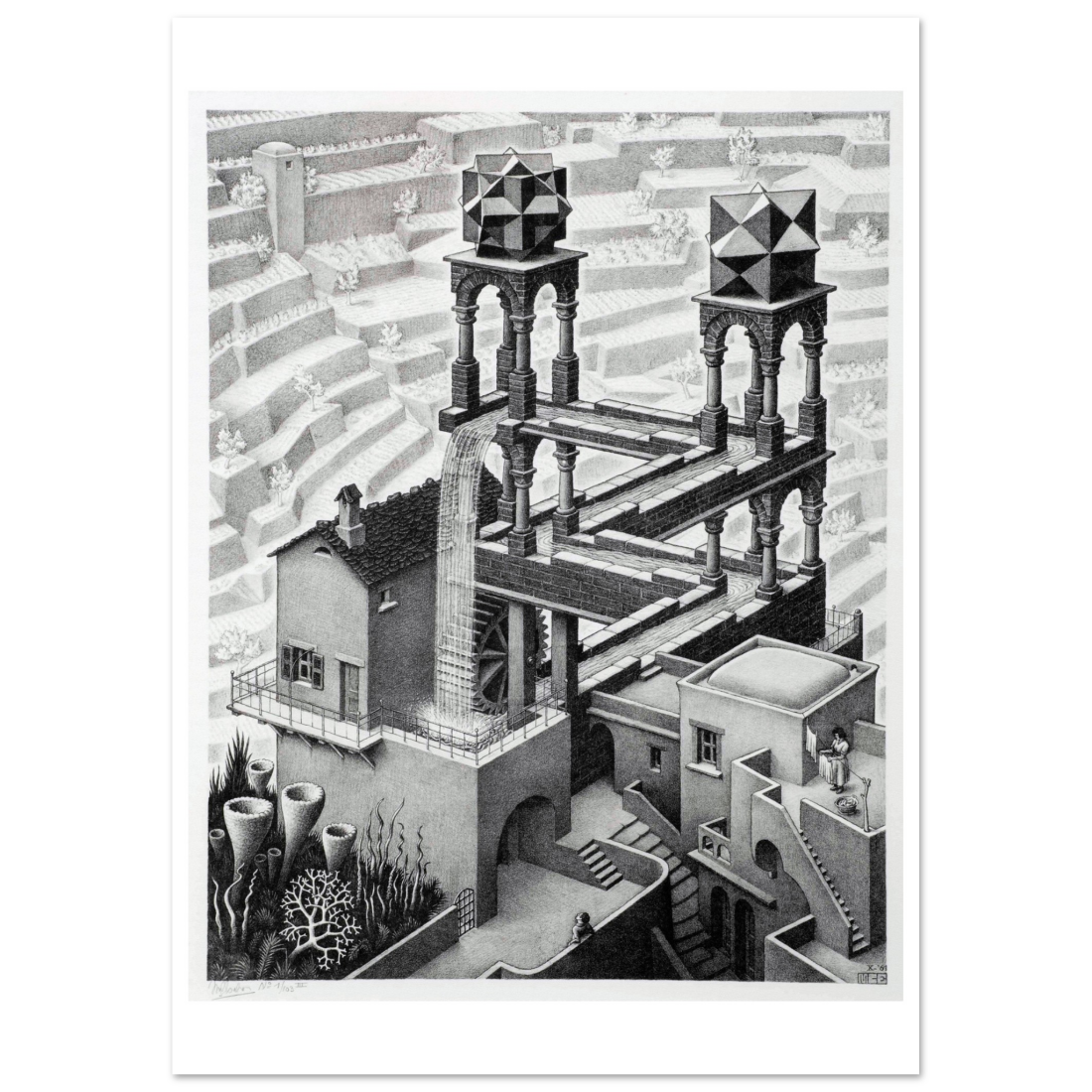 MC Escher Waterfall art poster by Art-O-Rama Shop