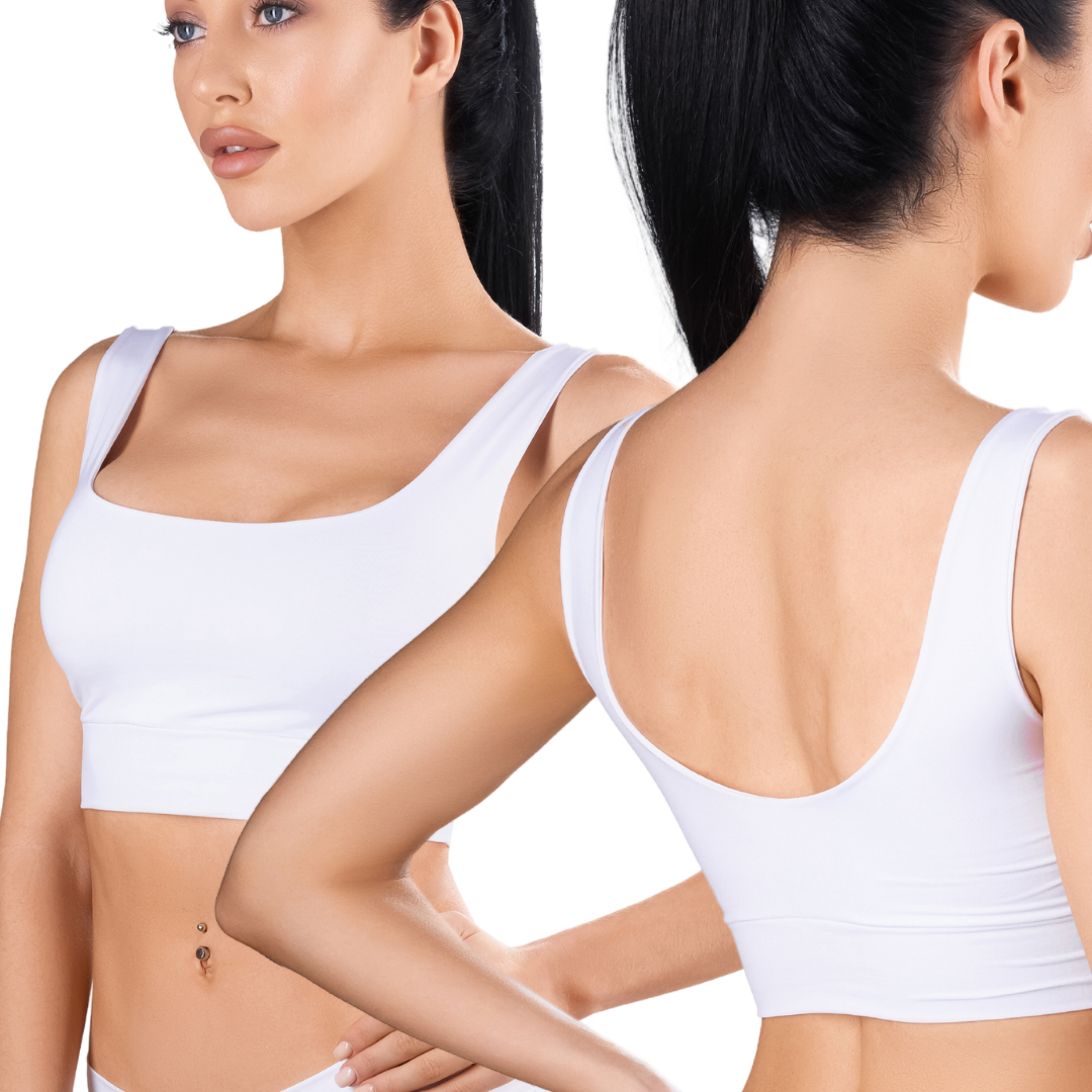 Memème Women’s Ultra-Comfortable BASIC - White - Crop Top | Stretchy Fit, No Elastic Bands by Mememe