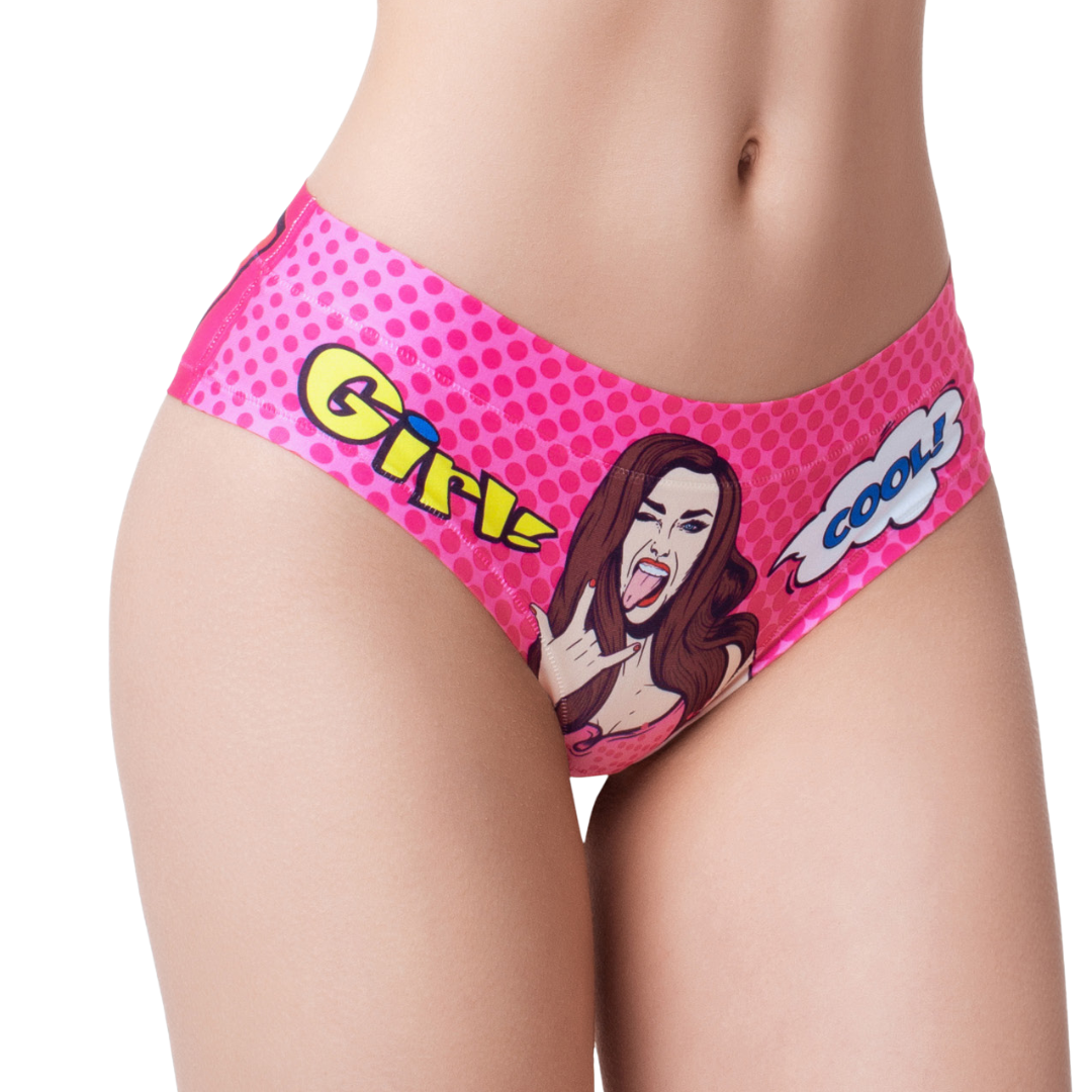Memème Women’s Ultra-Comfortable COMIC FANS - Pink - Panties | Breathable Cotton Crotch, Stretchy Fit, No Elastic Bands by Mememe