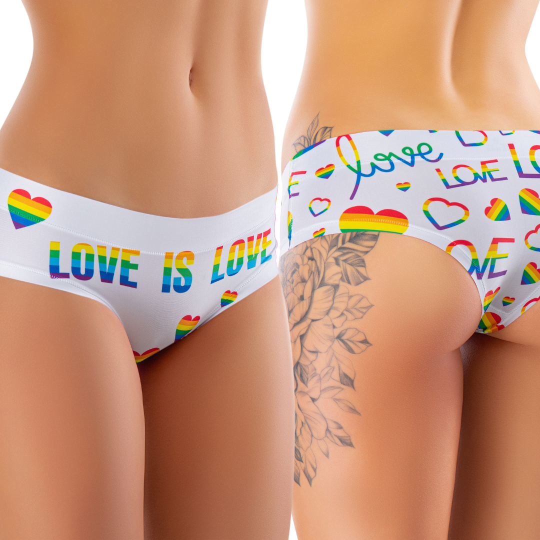 Memème Women’s Ultra-Comfortable PRIDE - White Love - Panties | Breathable Cotton Crotch, Stretchy Fit, No Elastic Bands by Mememe
