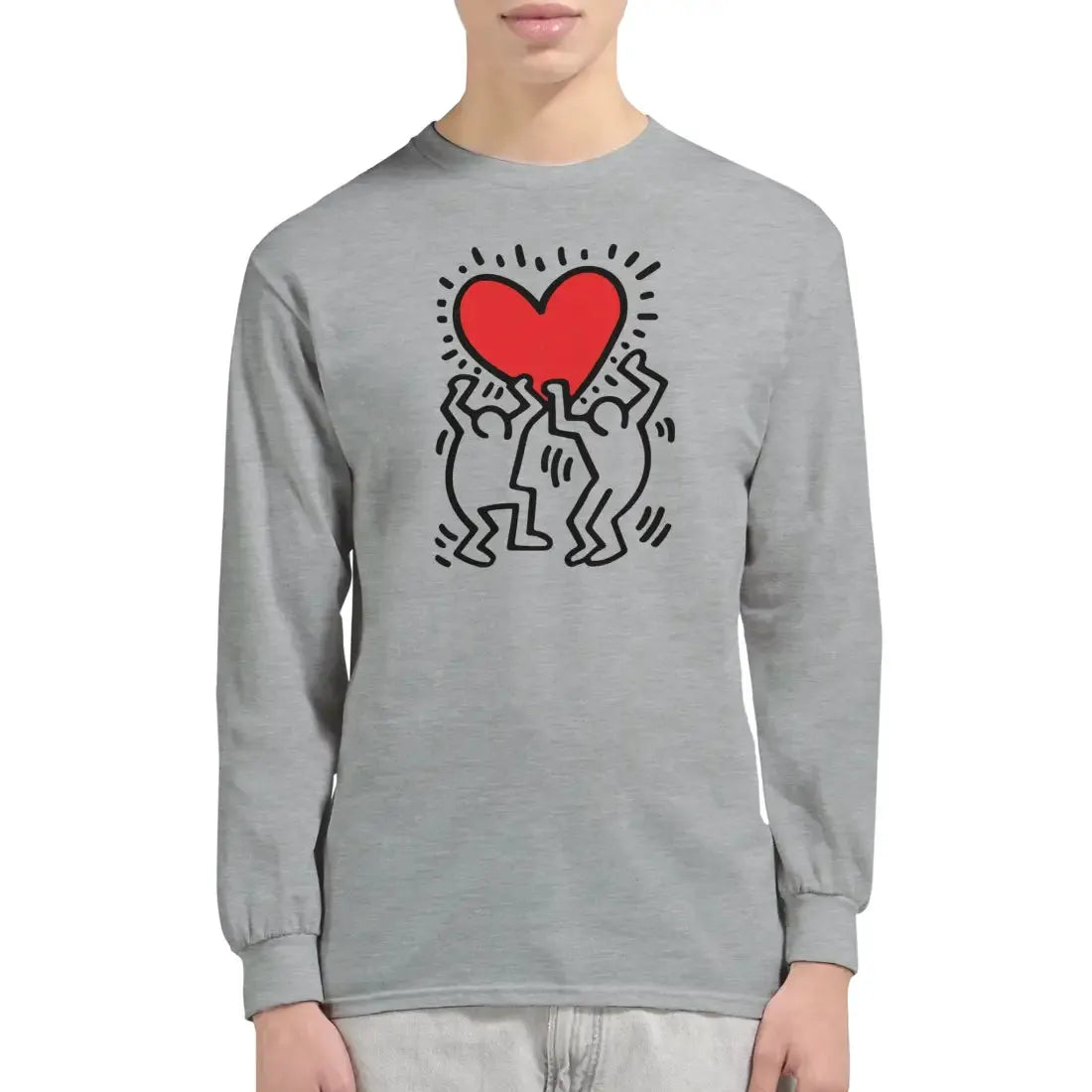 Men Holding Heart Icon, Street Art Long Sleeve Shirt by Art-O-Rama Shop