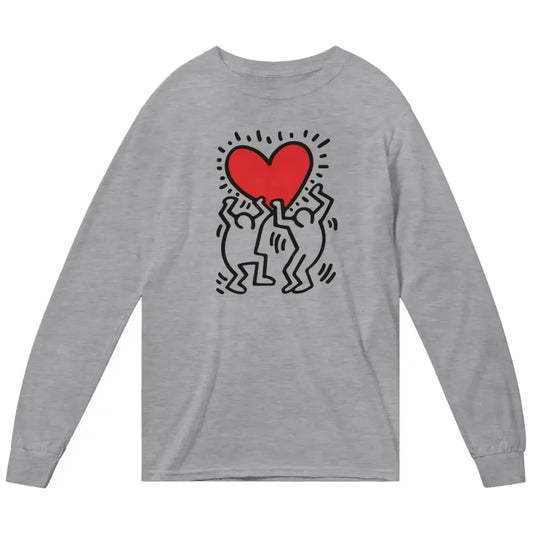 Men Holding Heart Icon, Street Art Long Sleeve Shirt by Art-O-Rama Shop