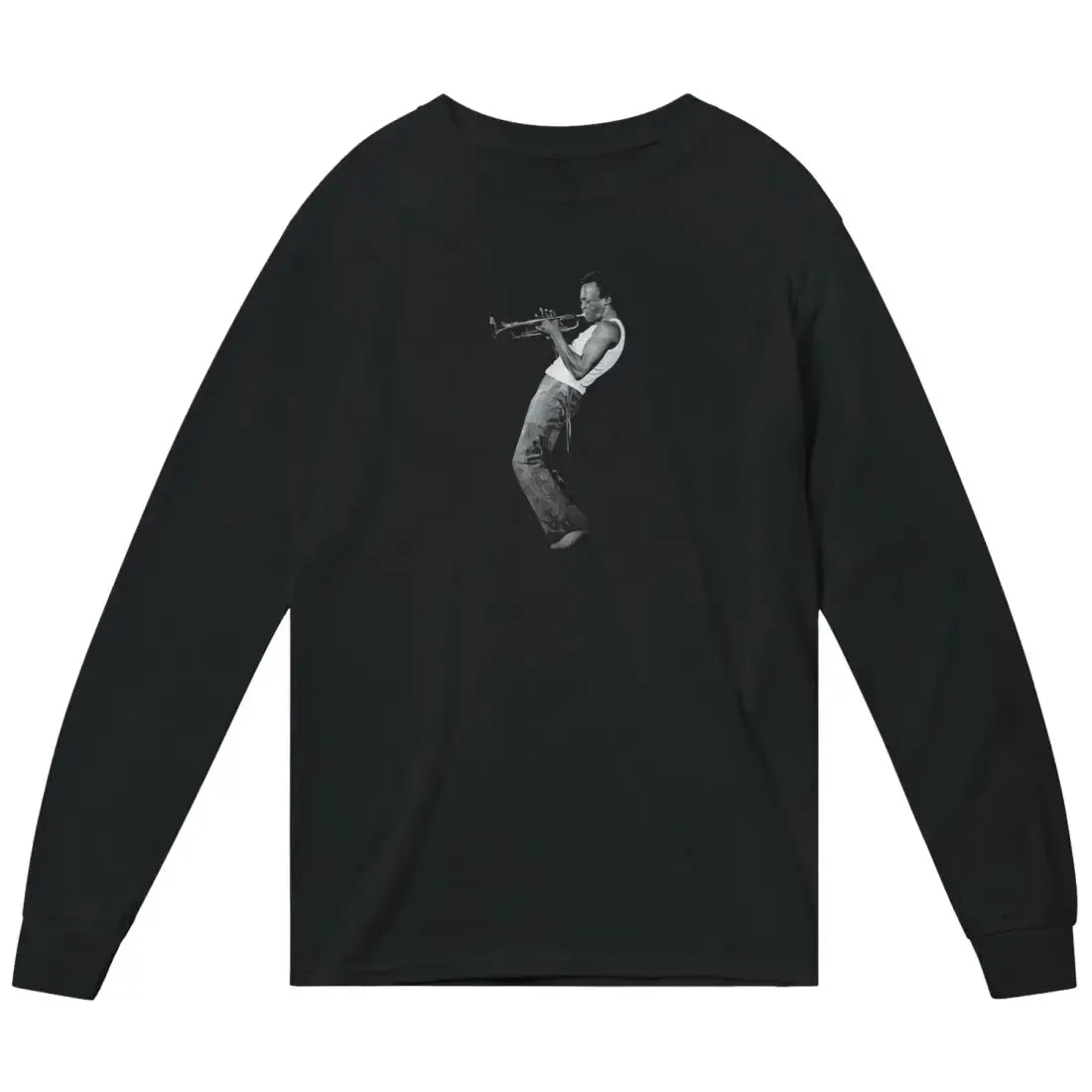 Miles Davis Playing his Trumpet Artwork Long Sleeve Shirt by Art-O-Rama Shop