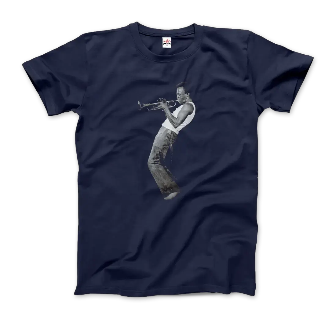 Miles Davis Playing his Trumpet artwork t-shirt by Art-O-Rama Shop
