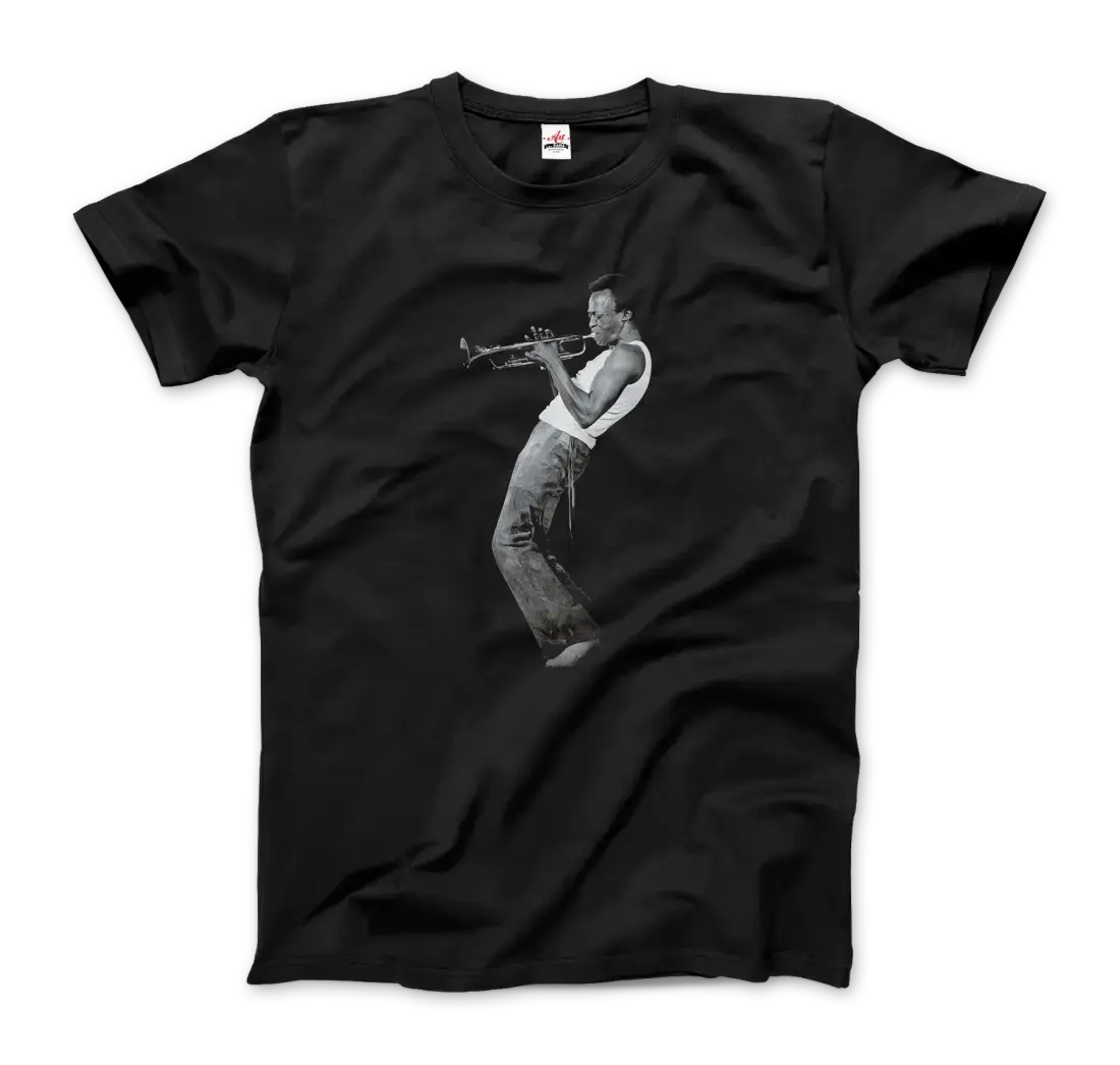 Miles Davis Playing his Trumpet artwork t-shirt by Art-O-Rama Shop