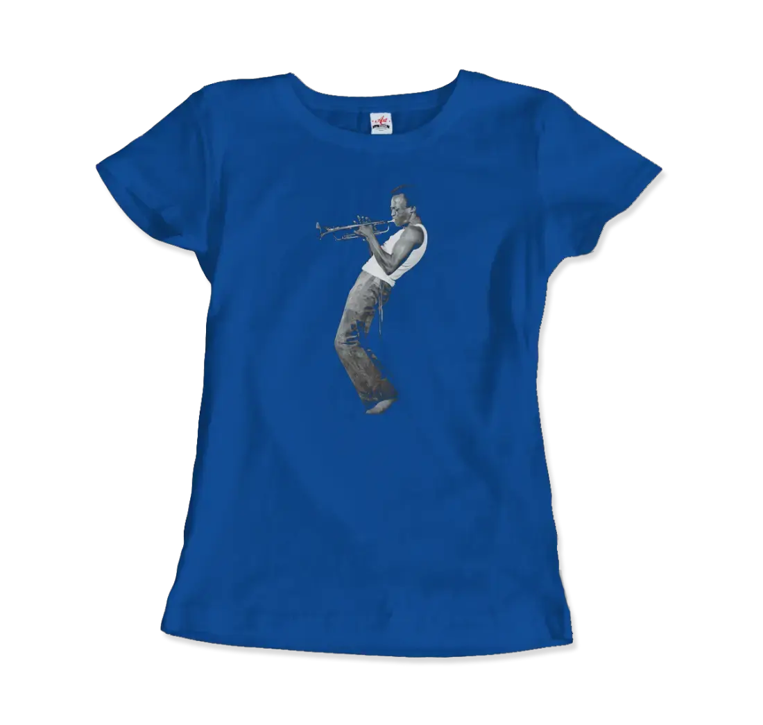 Miles Davis Playing his Trumpet artwork t-shirt by Art-O-Rama Shop