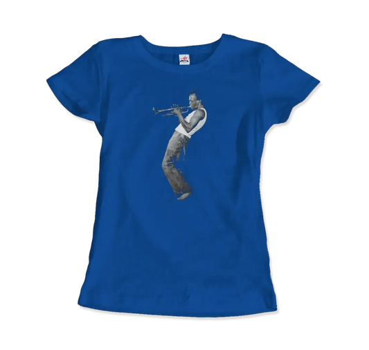 Miles Davis Playing his Trumpet artwork t-shirt by Art-O-Rama Shop