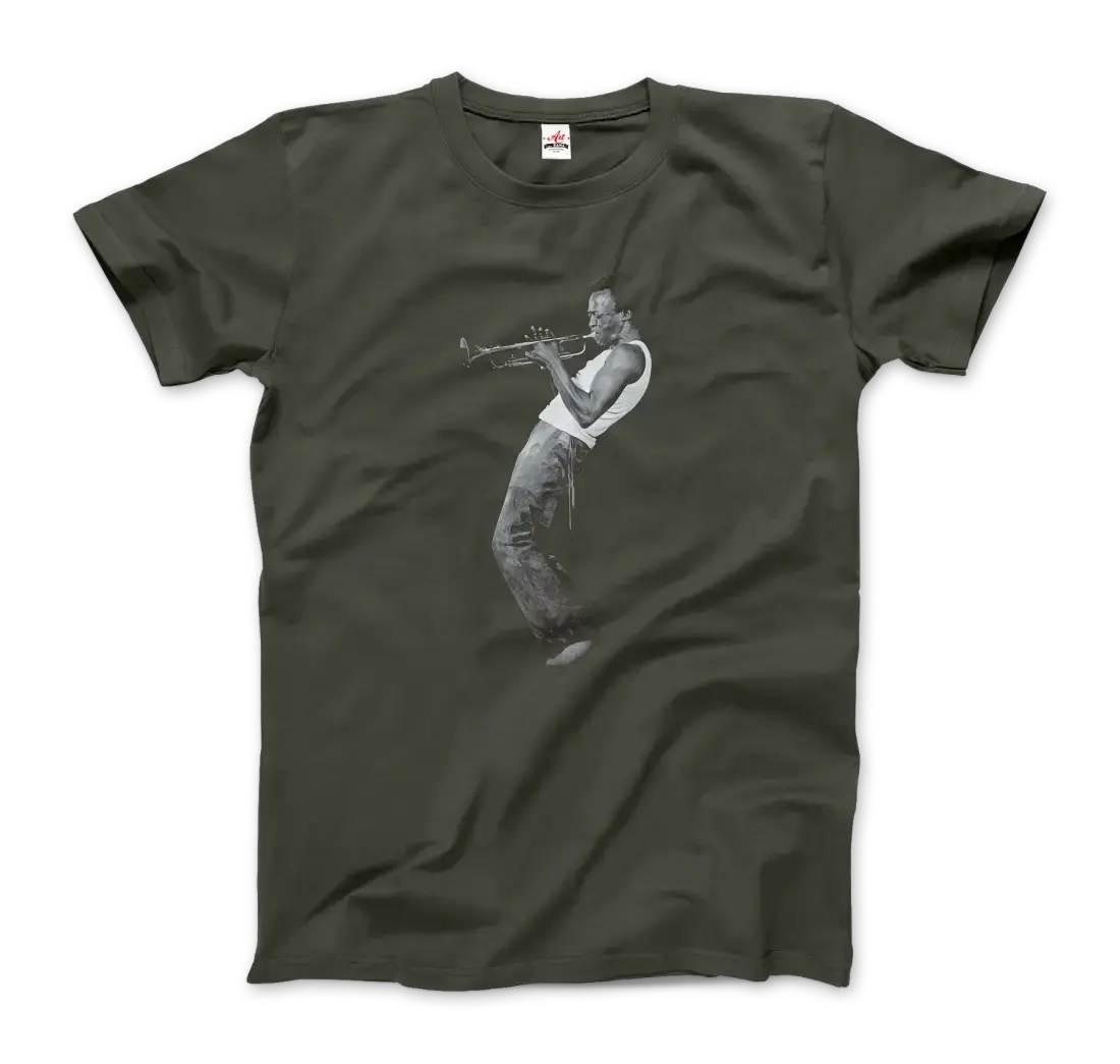 Miles Davis Playing his Trumpet artwork t-shirt by Art-O-Rama Shop