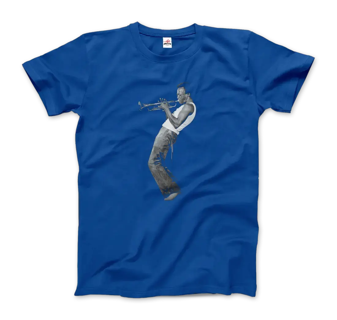 Miles Davis Playing his Trumpet artwork t-shirt by Art-O-Rama Shop