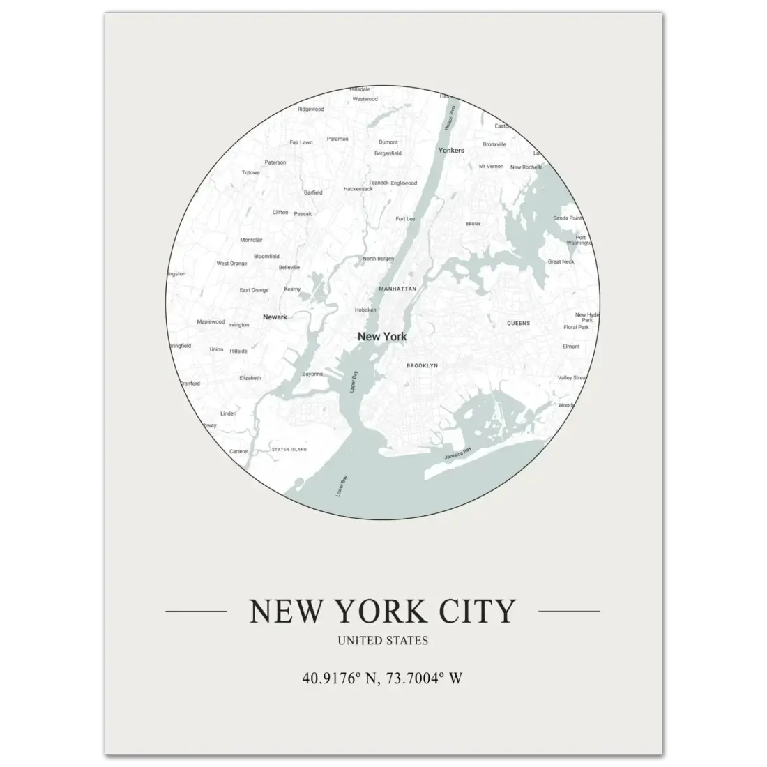 New York City, United States minimalist map poster by Art-O-Rama Shop