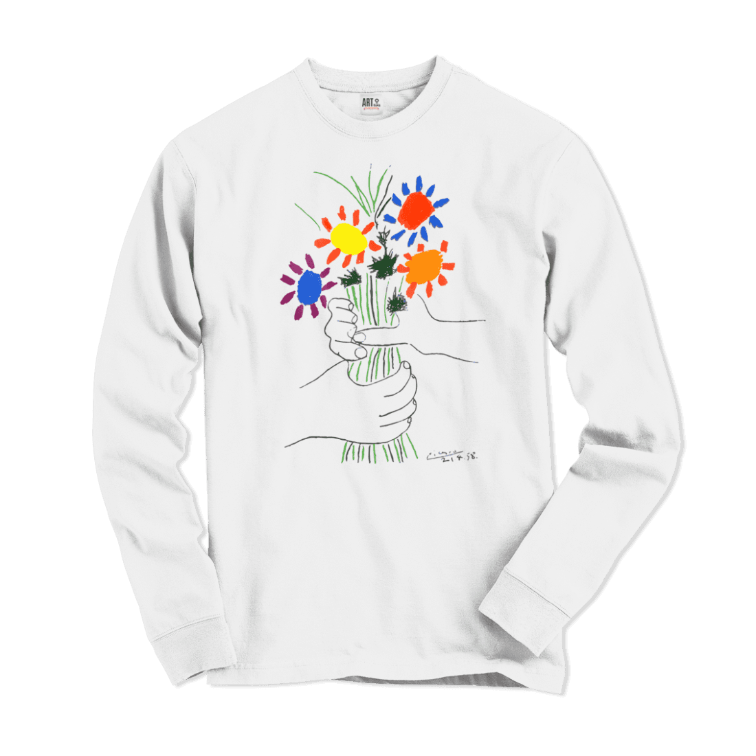 Pablo Picasso Bouquet of Peace 1958 Artwork Long Sleeve Shirt by Art-O-Rama Shop