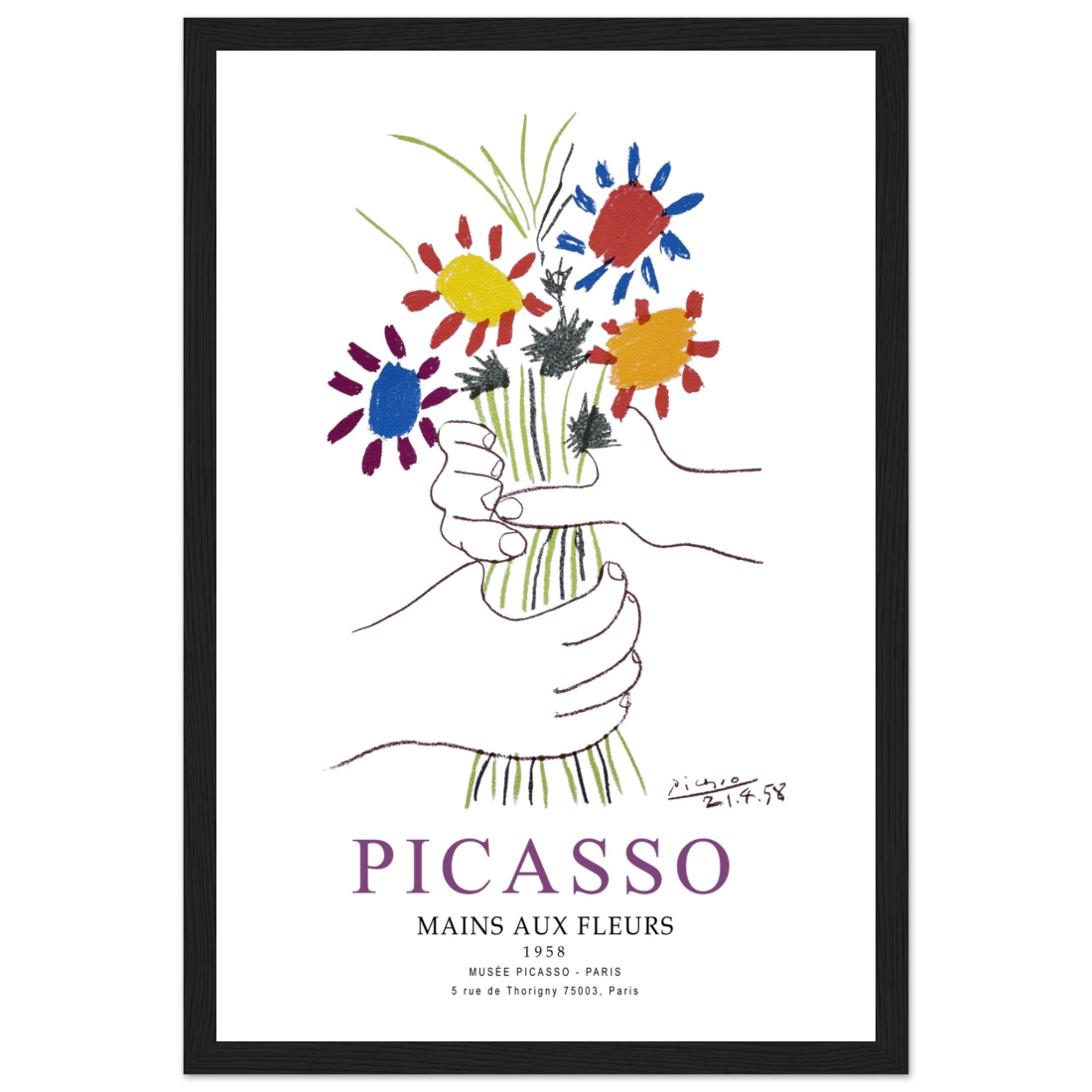 Pablo Picasso Hands with Flowers 1958 artwork poster by Art-O-Rama Shop