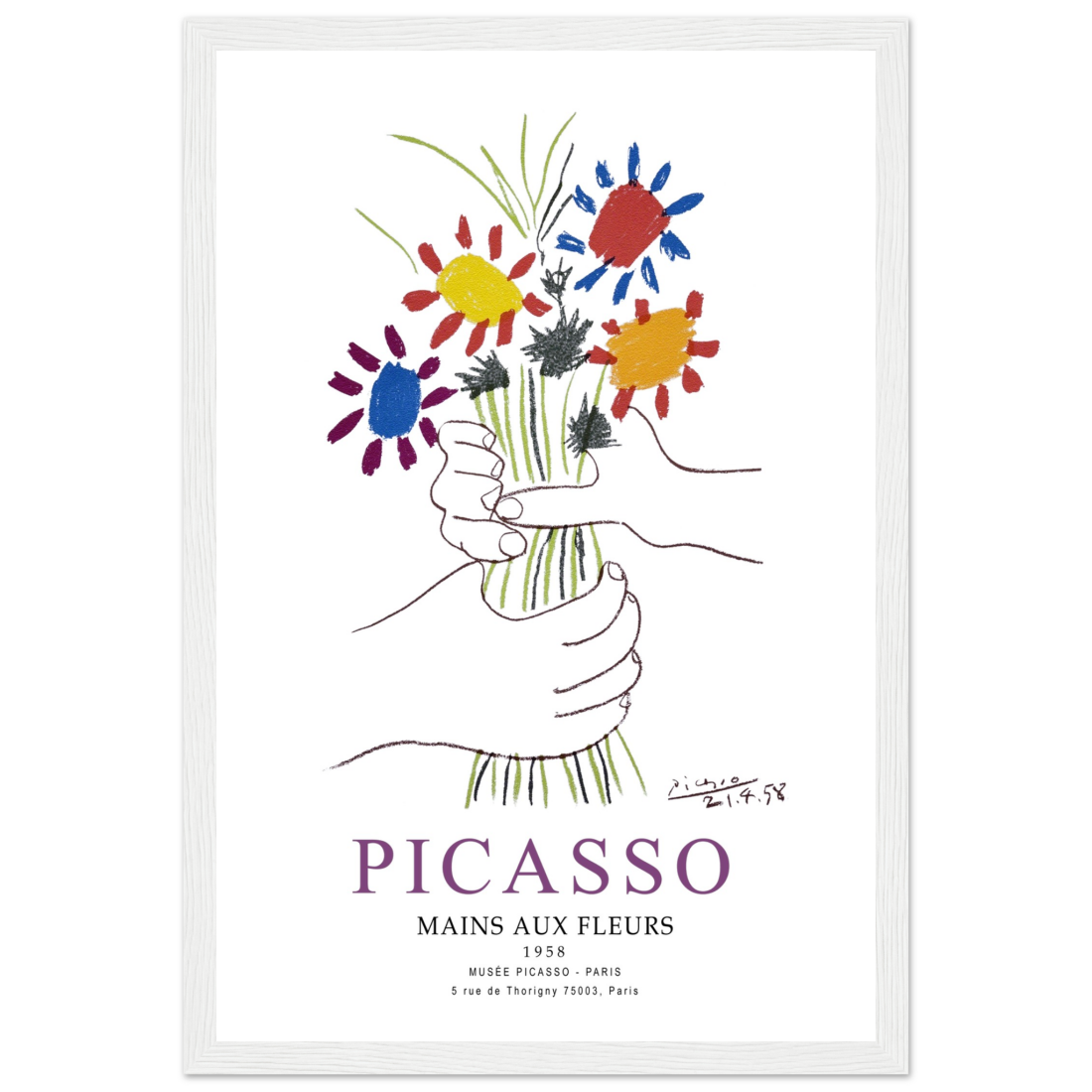 Pablo Picasso Hands with Flowers 1958 artwork poster by Art-O-Rama Shop