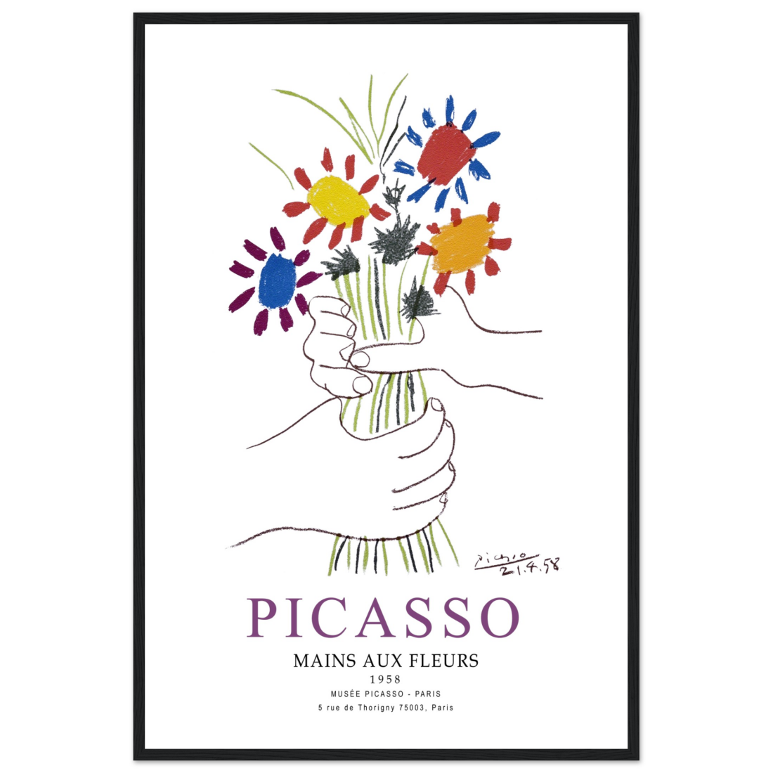 Pablo Picasso Hands with Flowers 1958 artwork poster by Art-O-Rama Shop