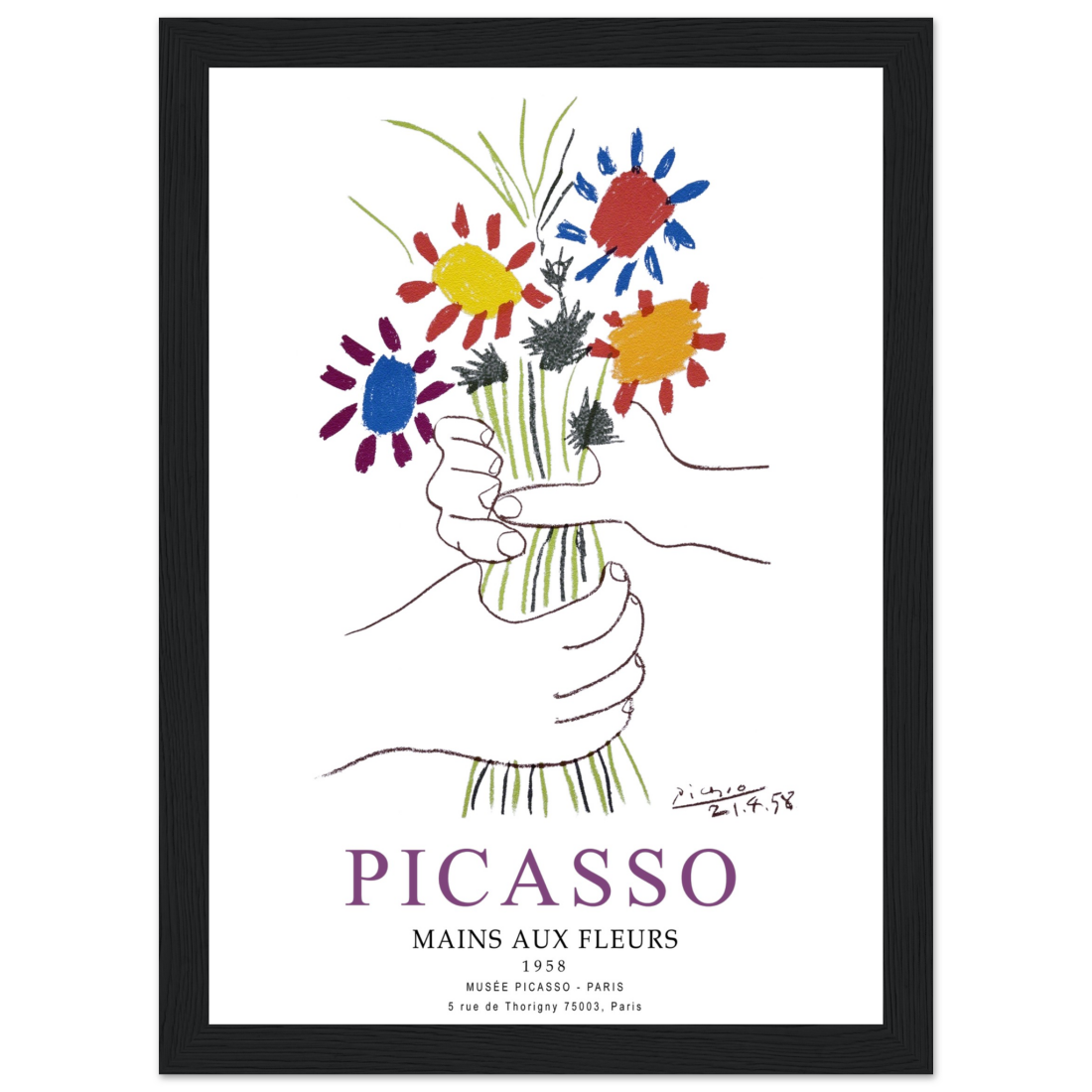 Pablo Picasso Hands with Flowers 1958 artwork poster by Art-O-Rama Shop