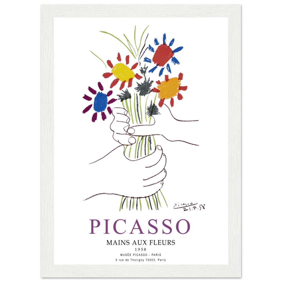 Pablo Picasso Hands with Flowers 1958 artwork poster by Art-O-Rama Shop
