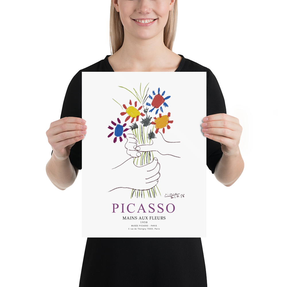 Pablo Picasso Hands with Flowers 1958 artwork poster by Art-O-Rama Shop