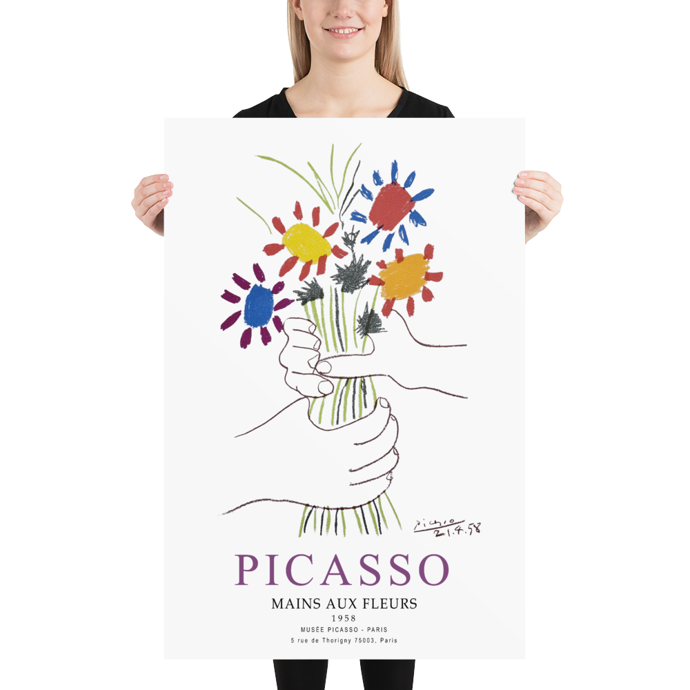 Pablo Picasso Hands with Flowers 1958 artwork poster by Art-O-Rama Shop