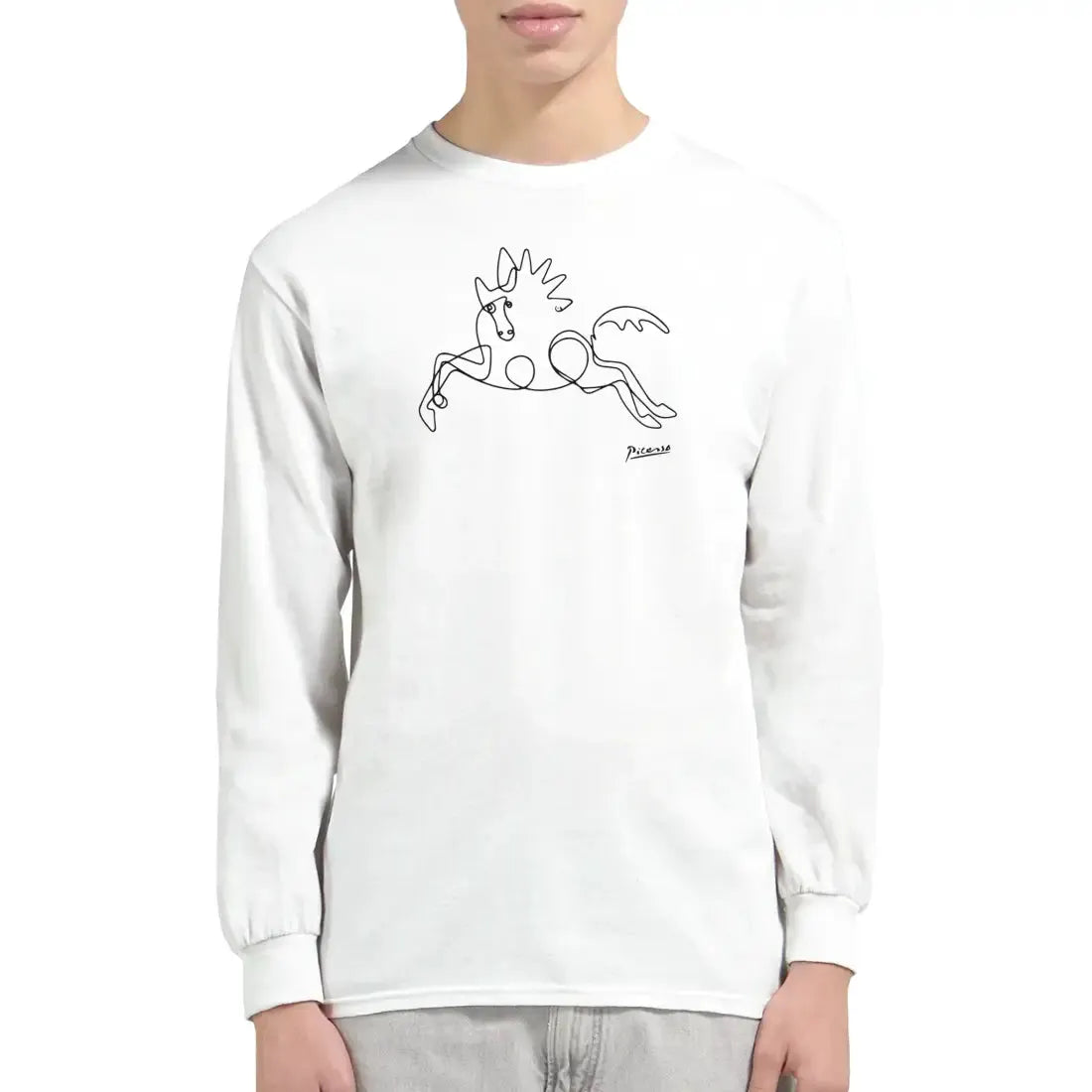 Pablo Picasso Horse Line Art Long Sleeve Shirt by Art-O-Rama Shop