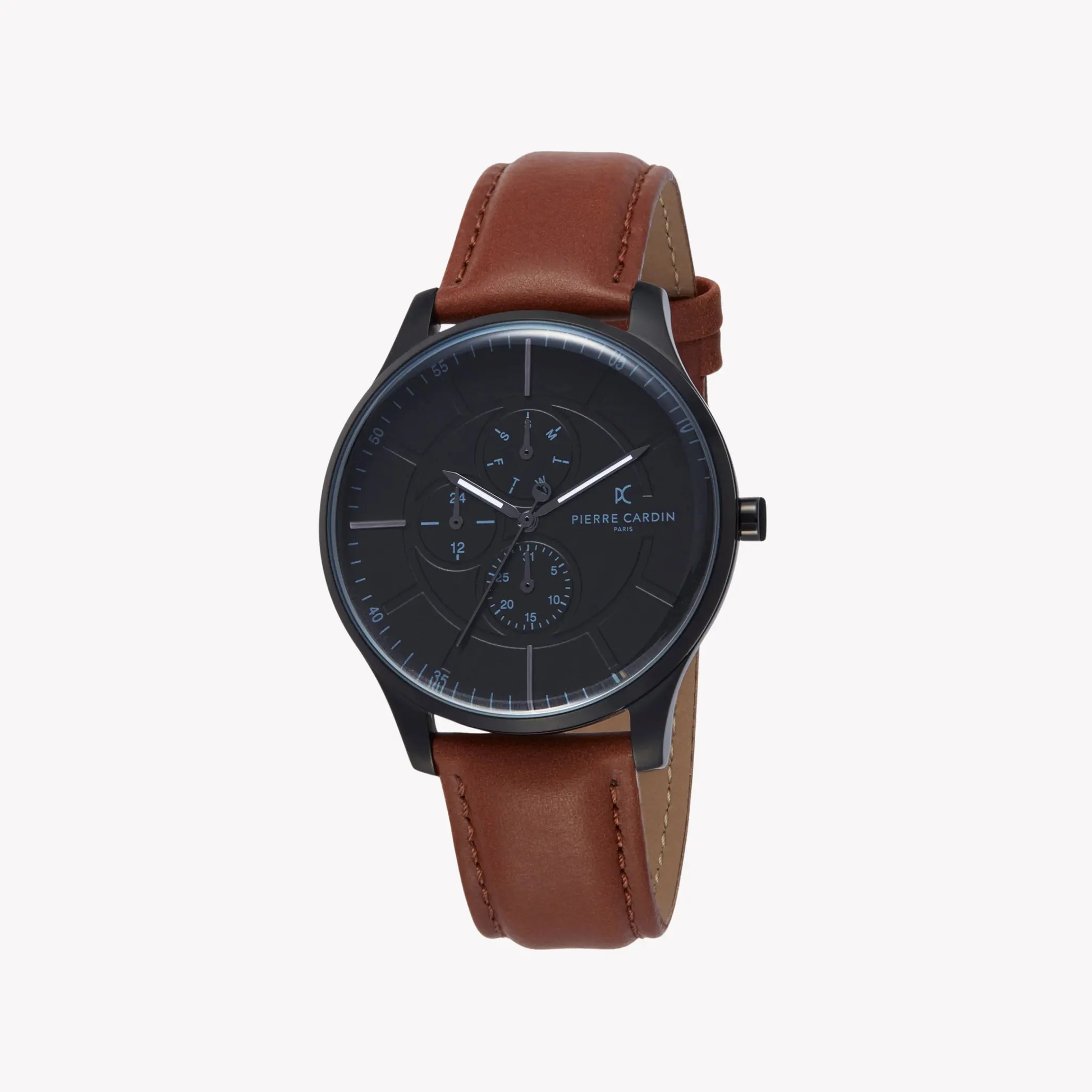 Pierre Cardin Men's Black Watch, Brown Leather Band | Pc902731f119 by PIERRE CARDIN