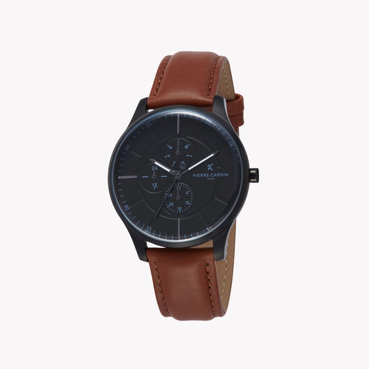 Pierre Cardin Men's Black Watch, Brown Leather Band | Pc902731f119 by PIERRE CARDIN